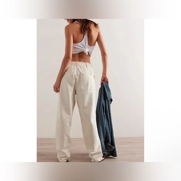 NWT Free People We the Free Hayden Pull On Pants barnacle island ivory - medium